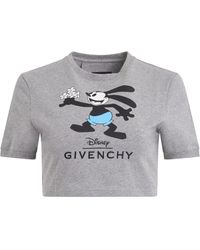 Givenchy - Disney Oswald Flowers T-Shirt, Round Neck, Short Sleeves, Light Melange, 100% Cotton - Lyst