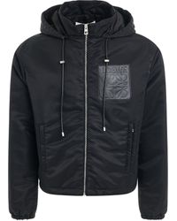 Loewe - Leather Patch Hooded Jacket, , 100% Polyamide - Lyst