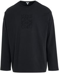 Loewe - Anagram Logo Embroidered Long Sleeve T-Shirt, , 100% Cotton, Size: Medium - Lyst