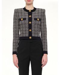 Balmain - Round Collar Light Tweed Knit Cardigan - Lyst