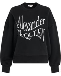 Alexander McQueen - Warped Print Sweatshirt, Long Sleeves, , 100% Cotton - Lyst