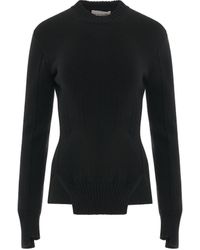 Alexander McQueen - 'Corset Stitched Knit Pullover, Round Neck, Long Sleeves, , 100% Cashmere, Size: Small - Lyst