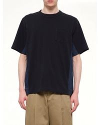 Sacai - Denim X Cotton Jersey T-Shirt - Lyst