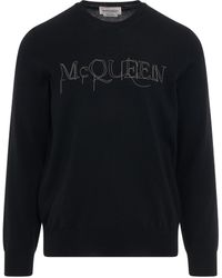 Alexander McQueen - Chain Embroidered Knit Sweater, Long Sleeves, /, 100% Wool, Size: Medium - Lyst