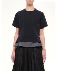 Sacai - Light Weight Denim X Cotton Jersey T-Shirt - Lyst