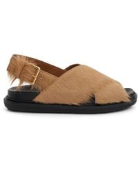 Marni - Fussbett Long Hair Calfskin Sandals, Soft, 100% Leather - Lyst