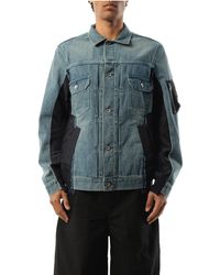Sacai - Denim Nylon Twill Jacket, Long Sleeves, 100% Cotton - Lyst