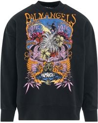 Palm Angels - Palm Concert Print Sweatshirt, Round Neck, Long Sleeves, , 100% Cotton, Size: Medium - Lyst