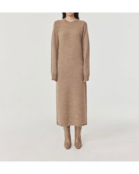 MARCÉLA LONDON Signature Knitted Wool Dress Oatmeal - Natural