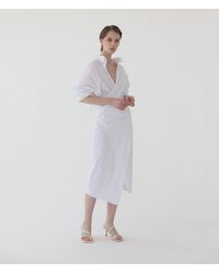 MARCÉLA LONDON Signature Asymmetric Open Back Dress Optic White