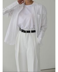 MARCÉLA LONDON Signature Exaggerated Cuff Poplin Shirt Optic White