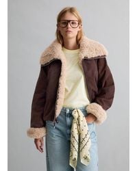 Marc O' Polo - Chaqueta De Cuero Con Cuello De Peluche, Corte Regular - Lyst