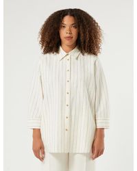 Marina Rinaldi - Chemise En Lin Et Viscose À Fines Rayures - Lyst