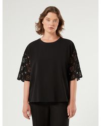 Marina Rinaldi - T-Shirt En Jersey De Coton Et Crochet - Lyst