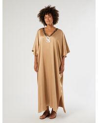Marina Rinaldi - Kaftankleid Aus Satin Mit Pailletten - Lyst