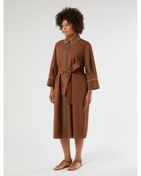 Marina Rinaldi - Hemdblusenkleid Aus Popeline Mit Stickerei - Lyst