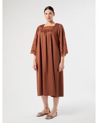 Marina Rinaldi - Robe En Satin De Coton Avec Broderie - Lyst