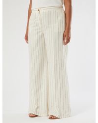 Marina Rinaldi - Pantalon En Lin À Fines Rayures - Lyst