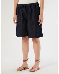 Marina Rinaldi - Bermuda En Toile Denim De Coton Et Lin - Lyst