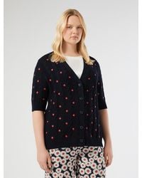 Marina Rinaldi - Bestickter Cardigan Aus Baumwolle - Lyst