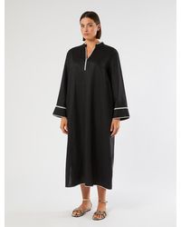 Marina Rinaldi - Robe En Toile De Lin Avec Broderie - Lyst