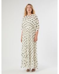 Marina Rinaldi - Langes Kleid Aus Georgette Mit Punktemuster - Lyst