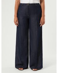 Marina Rinaldi - Pantalon En Denim De Coton Et Lin - Lyst