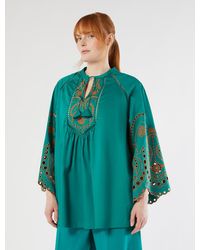 Marina Rinaldi - Tunique En Satin De Coton Avec Broderie - Lyst