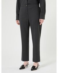 Marina Rinaldi - Pantalon Droit En Toile De Pure Laine - Lyst