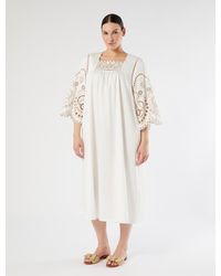 Marina Rinaldi - Robe En Satin De Coton Avec Broderie - Lyst