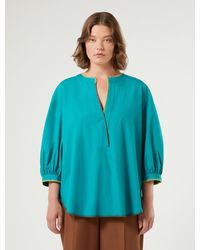 Marina Rinaldi - Chemisier En Popeline De Coton Avec Broderie - Lyst