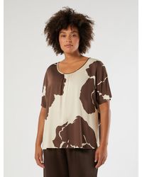 Marina Rinaldi - Top Aus Bedrucktem Viskose-Satin - Lyst