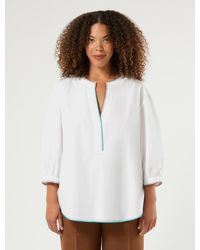 Marina Rinaldi - Chemisier En Popeline De Coton Avec Broderie - Lyst