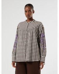 Marina Rinaldi - Chemise En Popeline Vichy Avec Broderie - Lyst