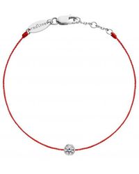 RedLine White Gold Pure Diamond Red Cord Bracelet - Metallic