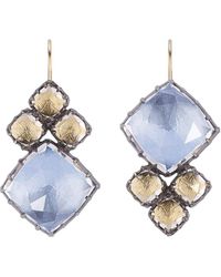 Larkspur & Hawk White Quartz Blue And Yellow Sadie Cluster Earrings - Metallic