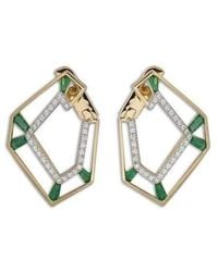 Kavant & Sharart Emerald Origami Link No. 5 Skeleton Earrings - Multicolour