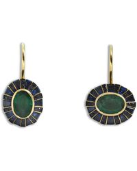 Kavant & Sharart Emerald And Blue Saphire Classic 64 Twist Oval Earrings