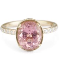 Yi Collection Pink Tourmaline Diamond Halo Ring