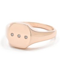 Bondeye Melody Diamond Signet Ring - Pink
