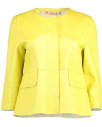 Marni Boxy Leather Jacket - Yellow