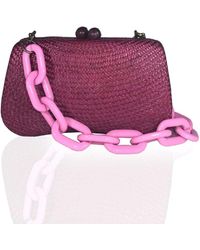 Serpui Bella Bun Clutch With Pink Strap - Multicolour