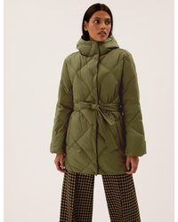Marks & Spencer Feather & Down Belted Puffer Coat - Green