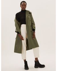 Marks & Spencer Pure Cotton Stormweartm Belted Trench Coat - Green