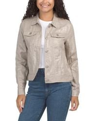 Marshalls - Linen Blend Metallic Twill Denim Look Styling Jacket For - Lyst