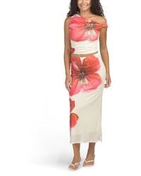 Marshalls - 2Pc Placed Floral Mesh Top And Skirt Set With Hair Clip For - Lyst
