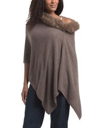 Marshalls - Cashmere Windchill Topper Poncho With Faux Fur Trim For - Lyst