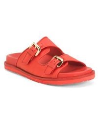 Marshalls - Capri Buckle Strap Flat Sandals With Leather Footbed For - Lyst