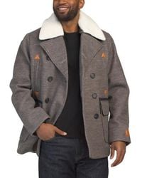 Marshalls - Wool Blend Izak Peacoat With Removable Collar For - Lyst
