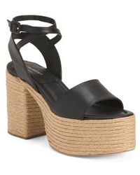 Marshalls - Leather One Band Platform Block Heel Espadrille Sandals For - Lyst